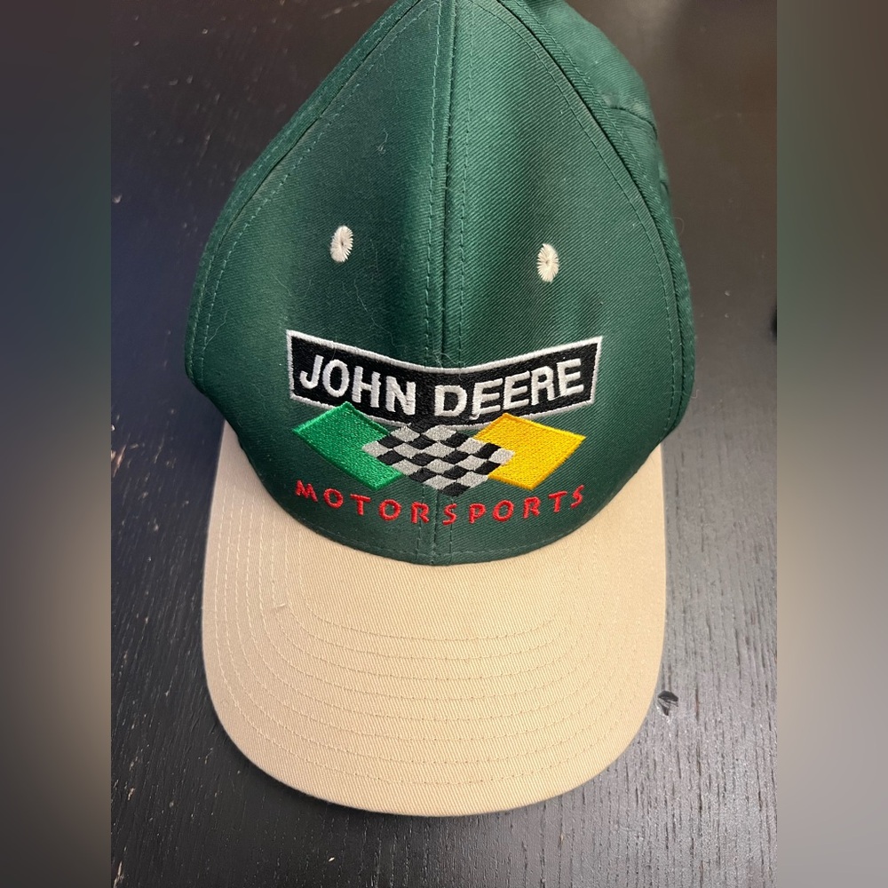 Vintage John Deere Motorsports Hat Cap Snap Back Mens One Size Roush Racing